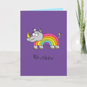 Rhinbow Rhino Rainbow Grußkarte Lila Karte