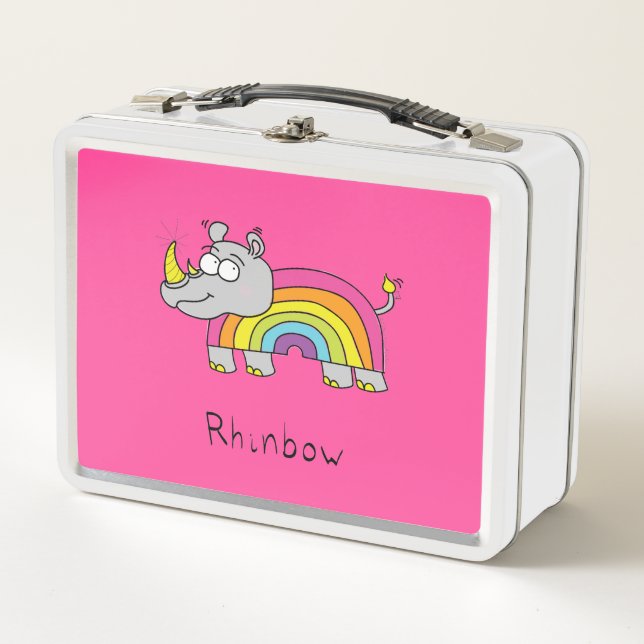Rhinbow Rhino Rainbow Lunch Box Rosa (Vorderseite)