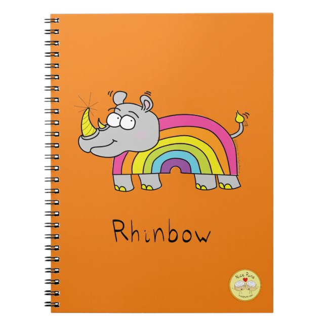 Rhinbow Rhino Rainbow Notebook Orange Notizblock (Vorderseite)