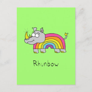 Rhinbow Rhino Rainbow Postkarte