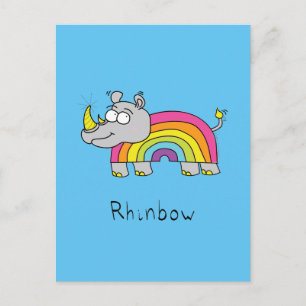Rhinbow Rhino Rainbow Postkarte