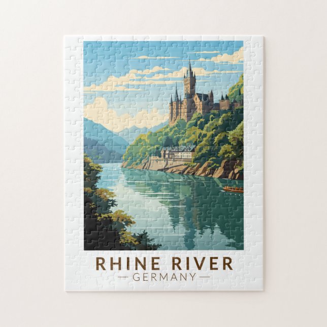 Rhine River Germany Section Travel Art Vintage Puzzle (Vertikal)