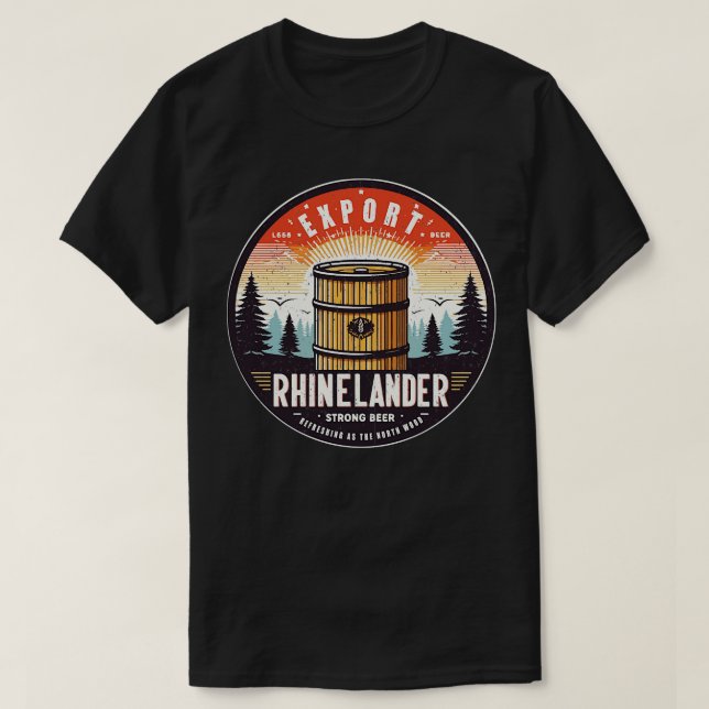 Rhinelander Beer Vintag eingestellt Brauerei T-Shirt (Design vorne)