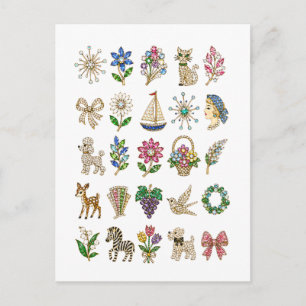 Rhinestone-Brosche im Vintage-Stil Postkarte