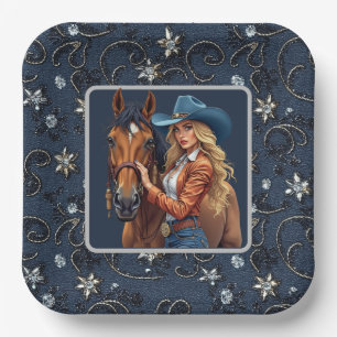 Rhinestone-Cowgirl Pappteller