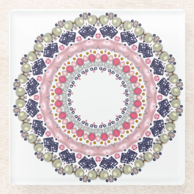 Rhinestone, Sequenzen, Konfetti Glasuntersetzer (Vorderseite)