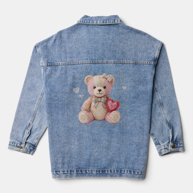 Rhinestone Valentine Bear  Jeansjacke (Rückseite)