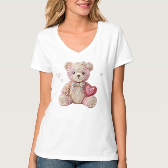 Rhinestone Valentine Bear  T-Shirt (Vorderseite)