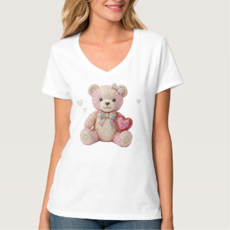 Rhinestone Valentinsbär  T-Shirt