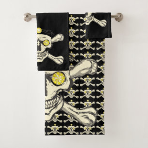 Rhinestones Skull & Crossbones Badezimmer Handtuch Badhandtuch Set