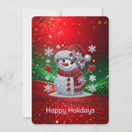 Rhinestones Snowman Holiday Card Feiertagskarte