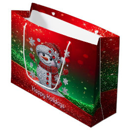 Rhinestones Snowman Holiday Gift Bag Große Geschenktüte