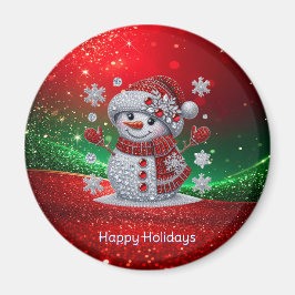 Rhinestones Snowman Holiday Magnet