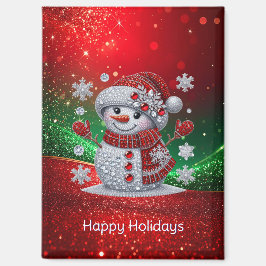 Rhinestones Snowman Holiday Magnet