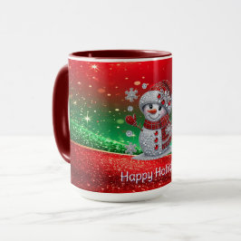 Rhinestones Snowman Holiday Mug Tasse