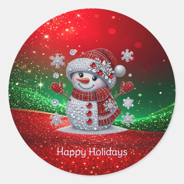 Rhinestones Snowman Holiday Sticker (Vorderseite)