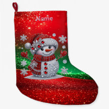 Rhinestones Snowman Holiday Stocking