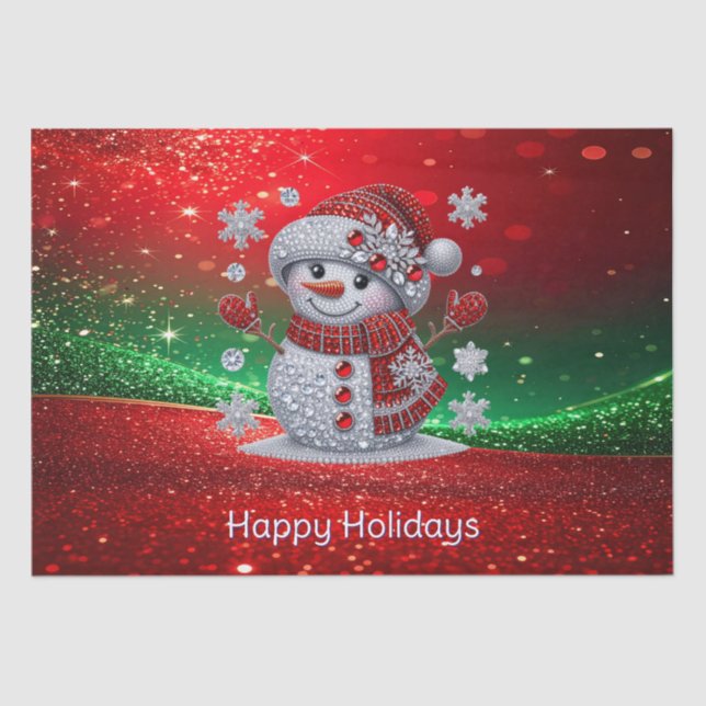 Rhinestones Snowman Holiday Tissue Paper Seidenpapier (Vorderseite)