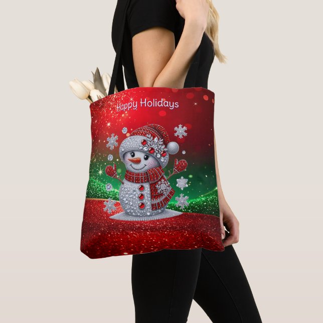 Rhinestones Snowman Holiday Tote Bag (Von Nahem)