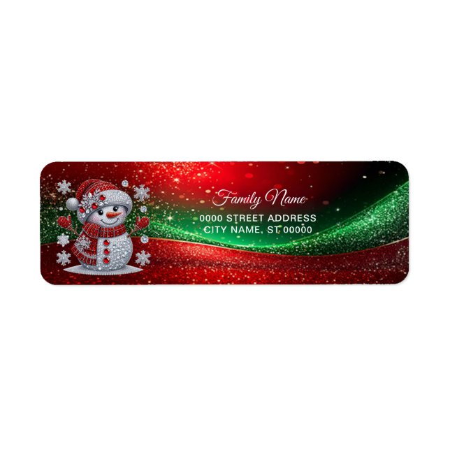 Rhinestones Snowman Return Address Label (Vorne)