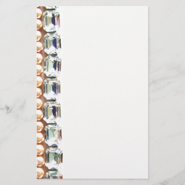 Rhinestones und Perlen - Vintager Schmuck Briefpapier (Vorderseite)