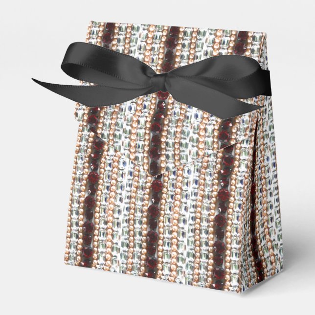 Rhinestones und Perlen - Vintager Schmuck Geschenkschachtel (Vorderseite)