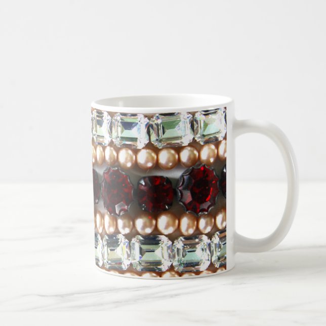 Rhinestones und Perlen - Vintager Schmuck Kaffeetasse (Rechts)