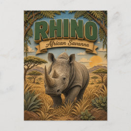 Rhino Afrikanische Savanne POPCUT Postkarte