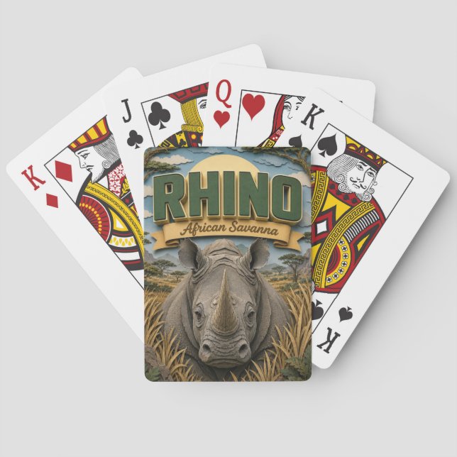 Rhino Afrikanische Savanne POPCUT Spielkarten (Rückseite)