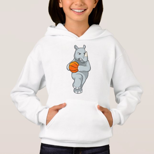Rhino als Basketballspieler mit Basketball Hoodie (Vorderseite)