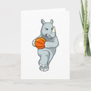 Rhino als Basketballspieler mit Basketball Karte