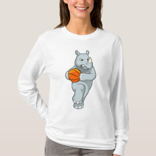 Rhino als Basketballspieler mit Basketball T-Shirt