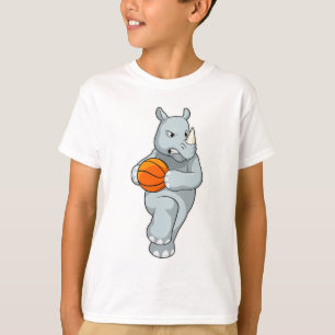 Rhino als Basketballspieler mit Basketball T-Shirt
