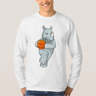 Rhino als Basketballspieler mit Basketball T-Shirt
