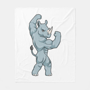 Rhino als Bodybuilder Extrem Fleecedecke