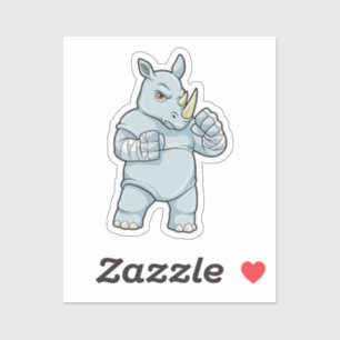 Rhino als Boxer beim Boxen Aufkleber
