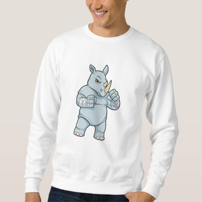 Rhino als Boxer beim Boxen Sweatshirt (Vorderseite)