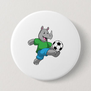 Rhino als Fußballspieler mit Fußball Button