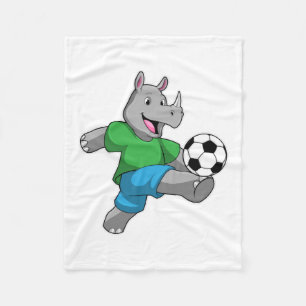 Rhino als Fußballspieler mit Fußball Fleecedecke