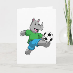 Rhino als Fußballspieler mit Fußball Karte