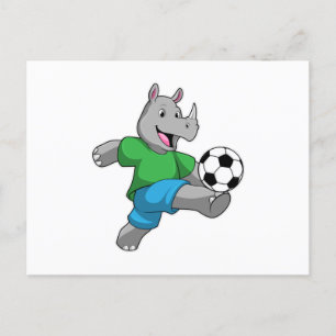 Rhino als Fußballspieler mit Fußball Postkarte
