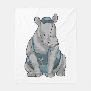 Rhino als Handwerker mit Französisch Fleecedecke