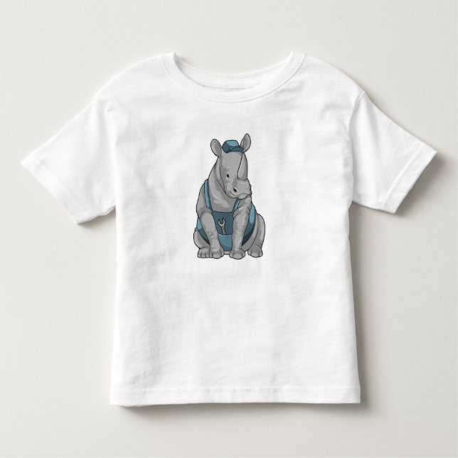 Rhino als Handwerker mit Französisch Kleinkind T-shirt (Vorderseite)