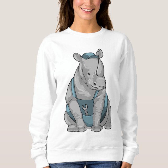 Rhino als Handwerker mit Französisch Sweatshirt (Vorderseite)