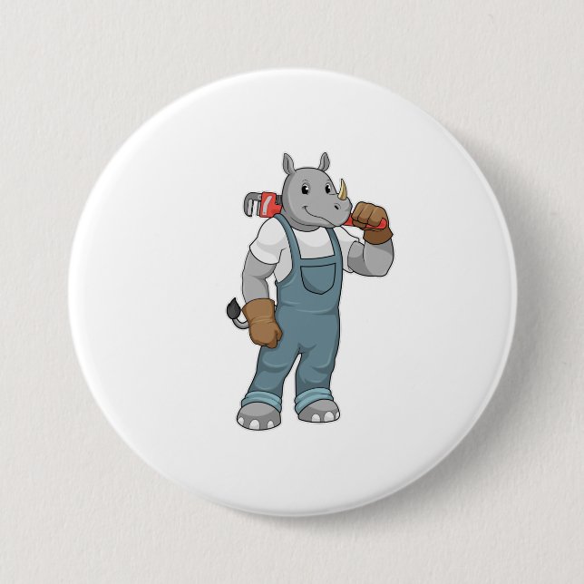 Rhino als Handyman mit Wasserpumpenzange Button (Vorderseite)