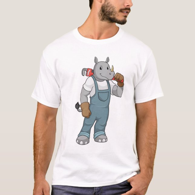 Rhino als Handyman mit Wasserpumpenzange T-Shirt (Vorderseite)