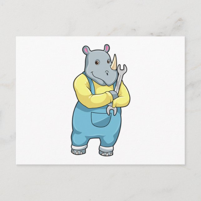 Rhino als Mechanik mit Wrench Postkarte (Vorderseite)