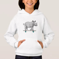 Rhino als Skater mit Skateboard