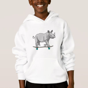 Rhino als Skater mit Skateboard Hoodie
