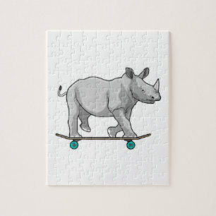 Rhino als Skater mit Skateboard Puzzle